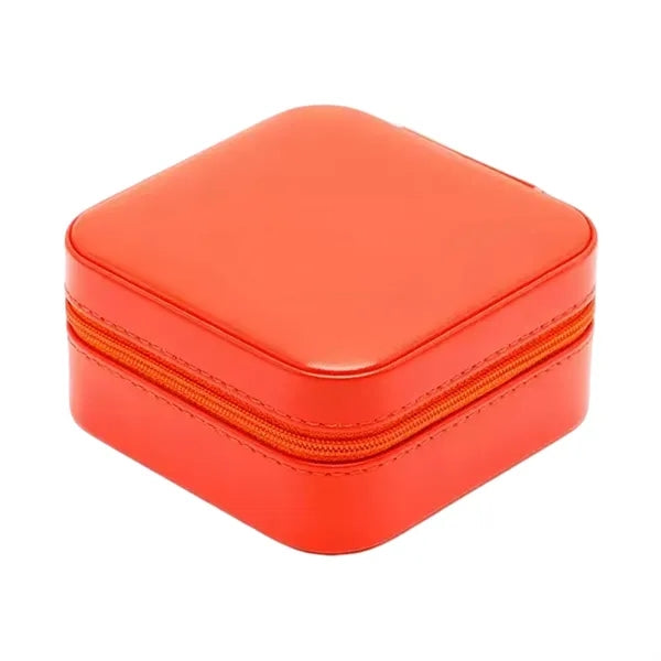 Portable Jewelry Box with Zipper and Mirror
