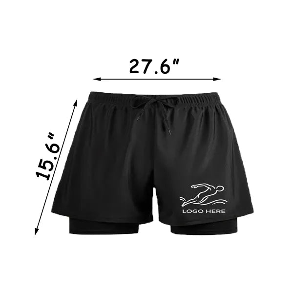 Men's Flat-Angle Double-Layer Swimming Trunks