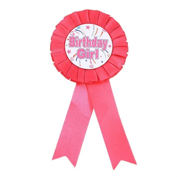 Rosette Ribbon Badge with Tinplate Birthday Logo