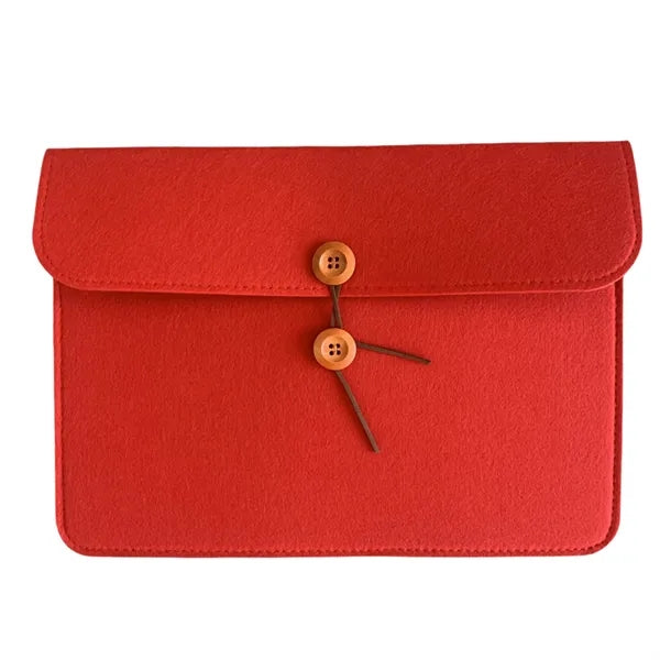 Felt Laptop Sleeve Button Closure Custom Logo