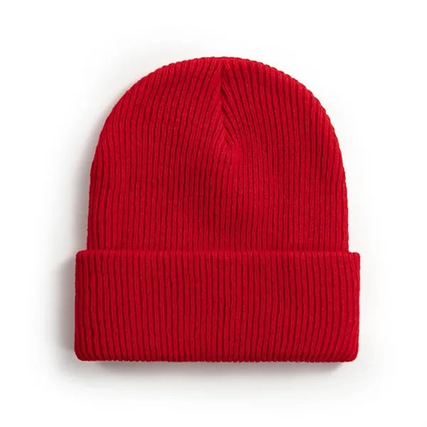 Classic solid-color cuffed knit beanie