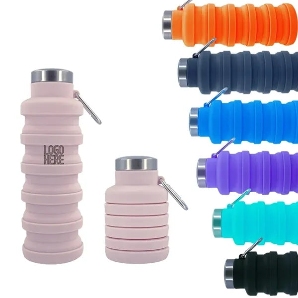 Collapsible Silicone Sport Water Bottle with Carabiner
