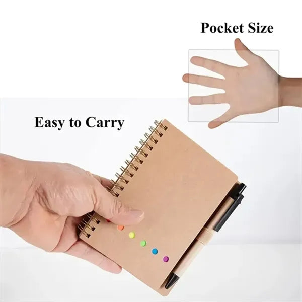 Portable Spiral Notepad Set Sticky Note Index Tabs Notebook