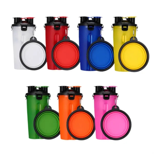 Oz 2 in 1 Dog Travel Water Bottle Collapsible Bowls