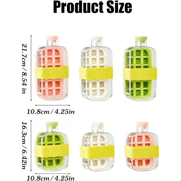 In 1 Ice Cube Water Bottle with Straw Easy Press Tray