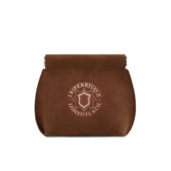 Logo Soft PU Leather Spring Snap Mini Storage Pouch