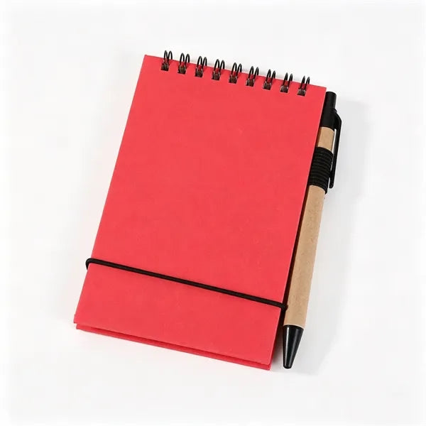 Mini Spiral Coil Notepad with Pen, Customizable Logo