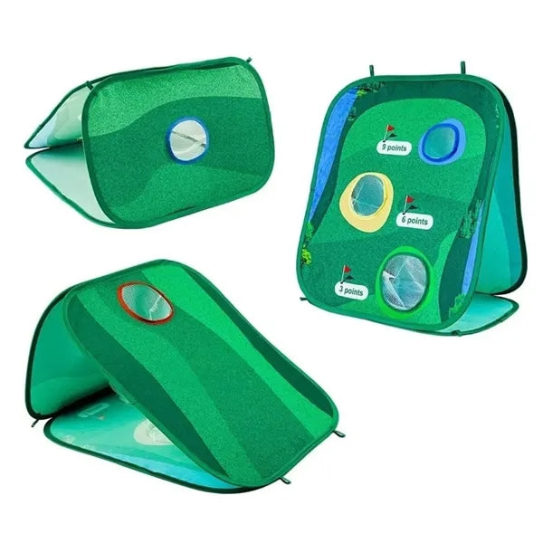 Pop-Up Golf Chipping Net Cornhole Game Set With Targets
