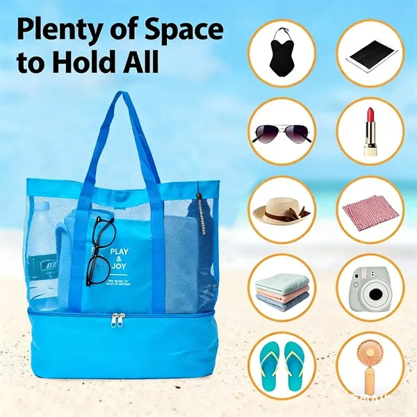 Mesh Beach Bag With Zipper Pocket