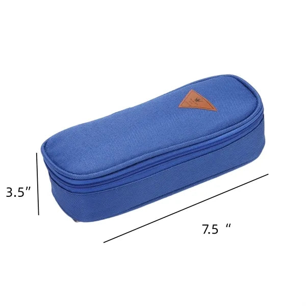 Canvas Pencil Case with Triangle Leather Patch