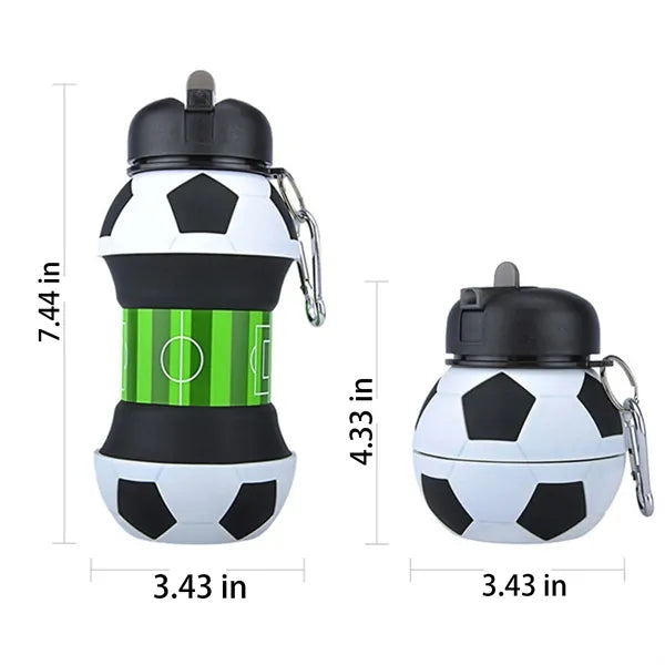 18oz Football Foldable Silicone Sports Water Bottle