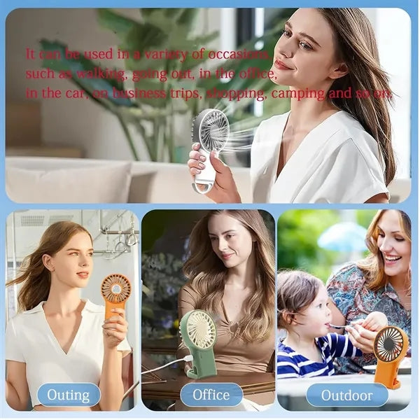 Logo Handheld Fan with Desktop Stand