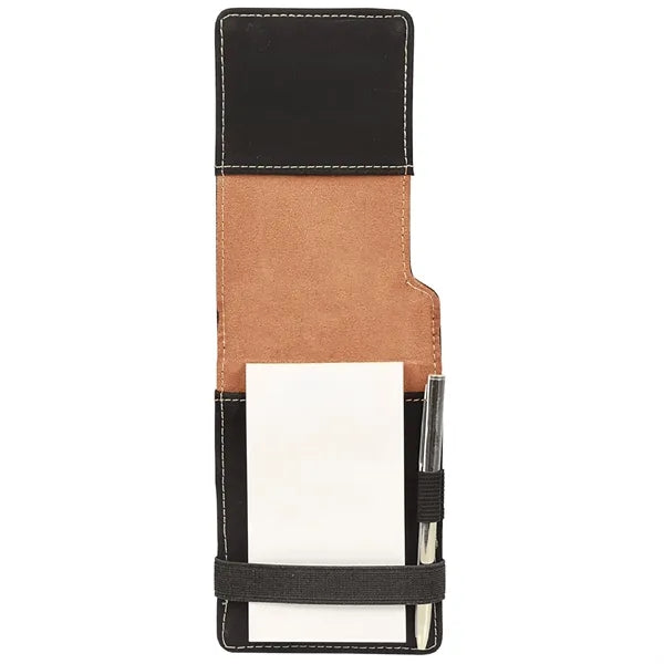 Black & Silver Leatherette Mini Notepad with Pen