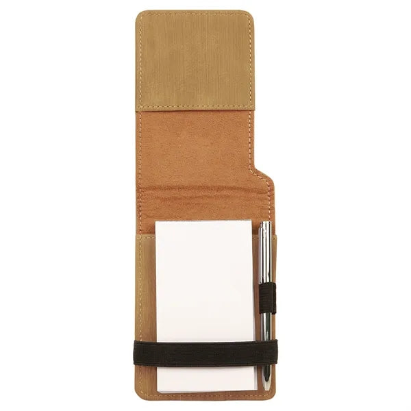 Bamboo Leatherette Mini Notepad with Pen