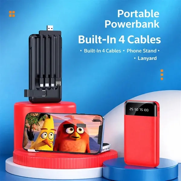 20000mAh Fast Charging Power Bank With Built-In 5 Cables