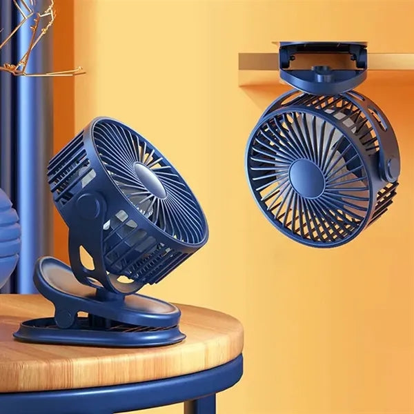 Portable Clip On Fan 3 Speed Rechargeable Mini Desk Cooler