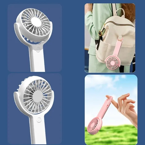Portable handheld fan with foldable hook for travel office
