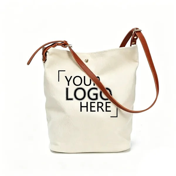 Minimalist Canvas Bucket Bag with Adjustable Strap