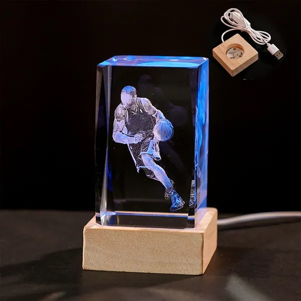 USB Light Up Wooden Base for 2" Custom Engraved Crystal