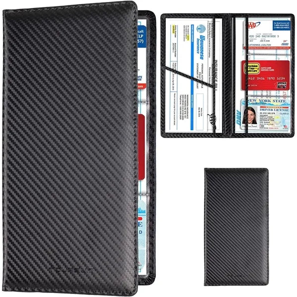 Leather Vehicle Registration Insurance Card Holder pen loop