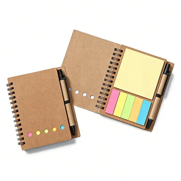 3 In 1 Spiral Notebook With Pen And Sticky Notes