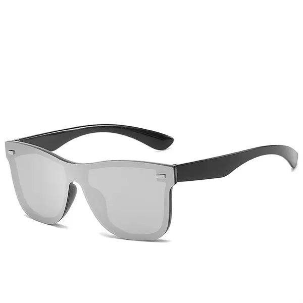 Rimless Shield Sunglasses with Black Frames