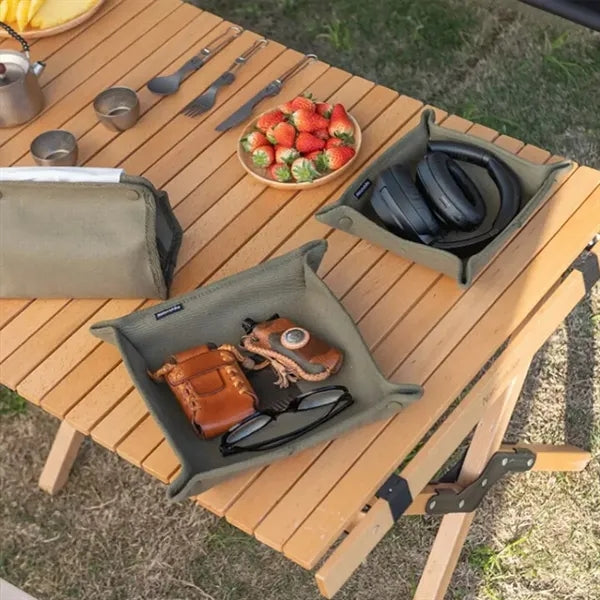 Portable foldable valet tray storage organizer for camping