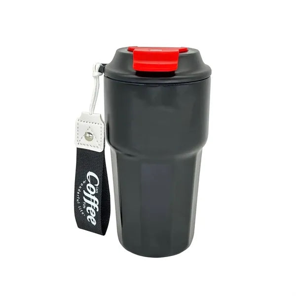 14.2 Stainless Steel Coffee Mug with Lid and lanyard