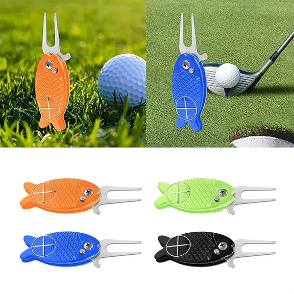 Premium Folding Aluminum Divot Tool W/ Magnetic Ball Marker