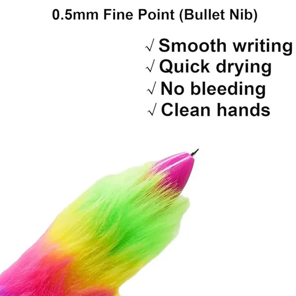 6-in-1 Fluffy Retractable Multicolor Ballpoint Pens