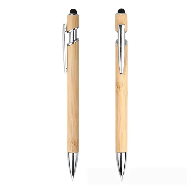 Eco-Friendly Retractable Bamboo Stylus Ballpoint Pen