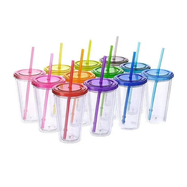 Double-layer PS Transparent Plastic Straw Cup