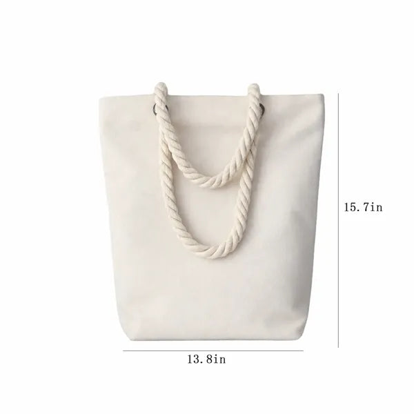 Logo Canvas Tote Bag with Rope Handles