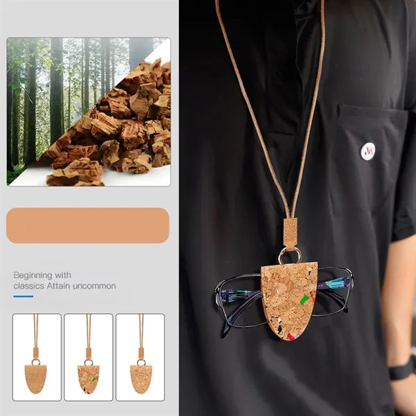 Eco-friendly magnetic cork neck lanyard eyeglass holder