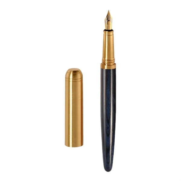 Brass and sandalwood business ink-cartridge fountain pen