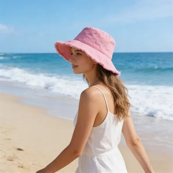 Soft 100% Cotton Frayed Bucket Hat