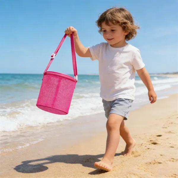 Kids Mesh Beach Bag Bucket With Adjustable Strap