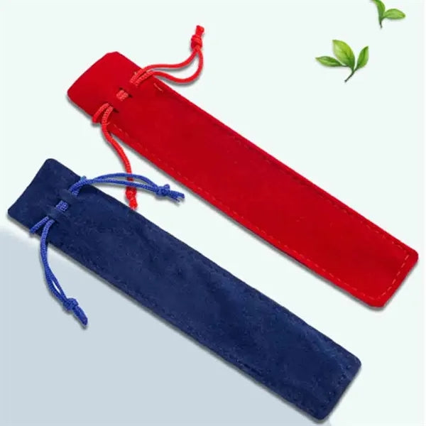 Multicolor Double-Sided Fleece Drawstring Pen Pouch