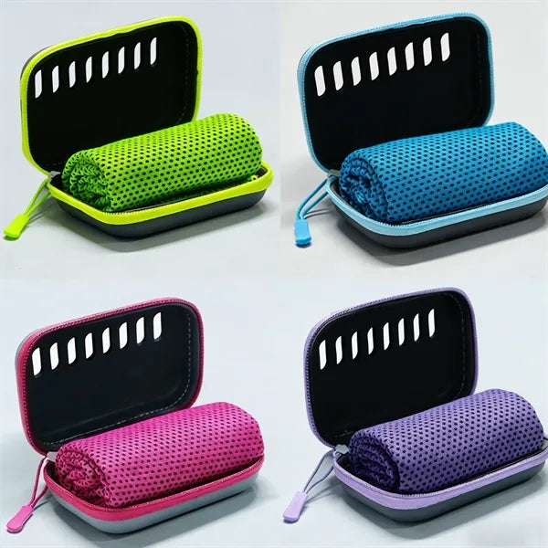 Microfiber Mesh Cooling Towel In Ventilated EVA Case