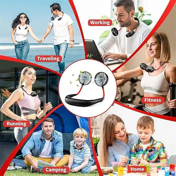 USB Rechargeable Mini Hands Free Wearable Cooling Neck Fan
