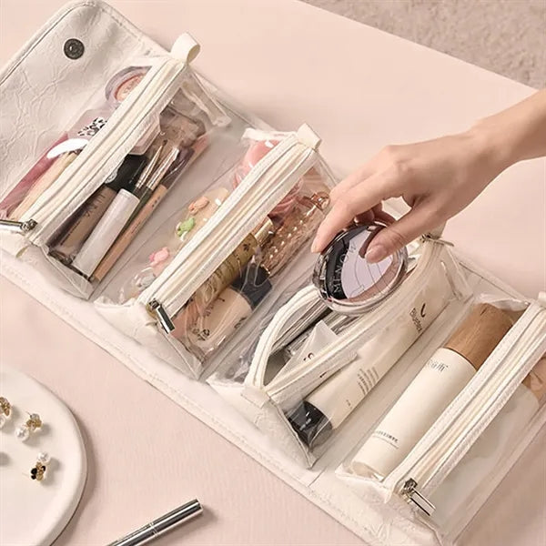4 in 1 Travel Makeup Bag with Detachable Clear Compartments