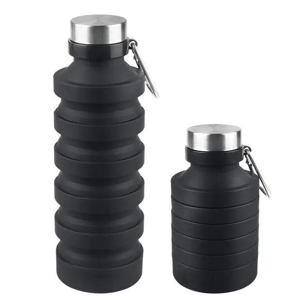 18 Oz Collapsible Water Bottle W/ Carabiner