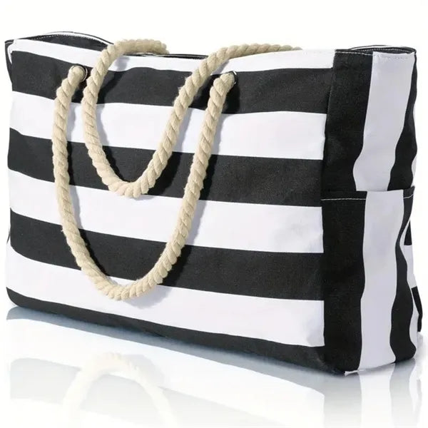 Striped Canvas Tote Bag