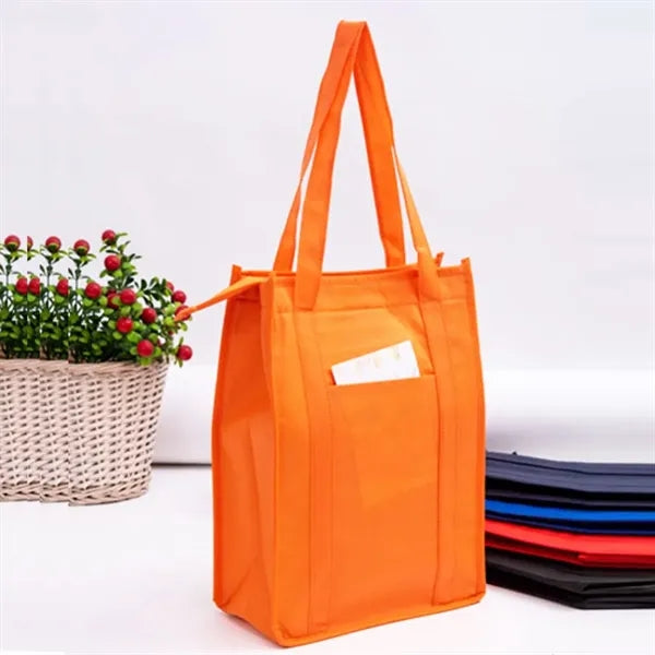 Zippered Non-Woven Tote Bag with Front Pocket