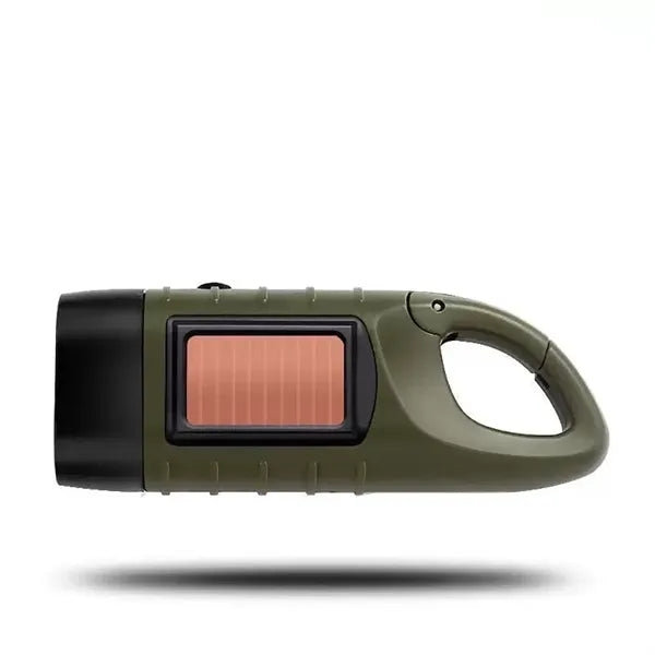 Solar Hand Crank LED Flashlight With Keychain
