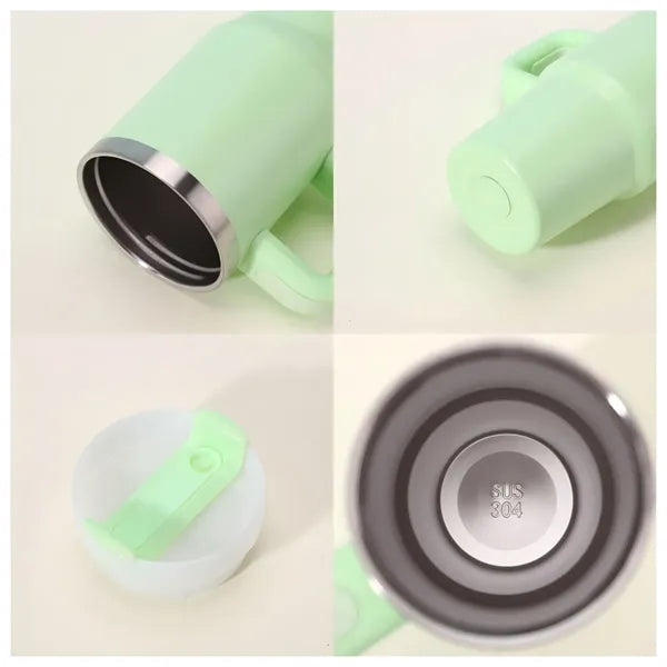 14OZ Insulated Travel Mug with Handle & Straw
