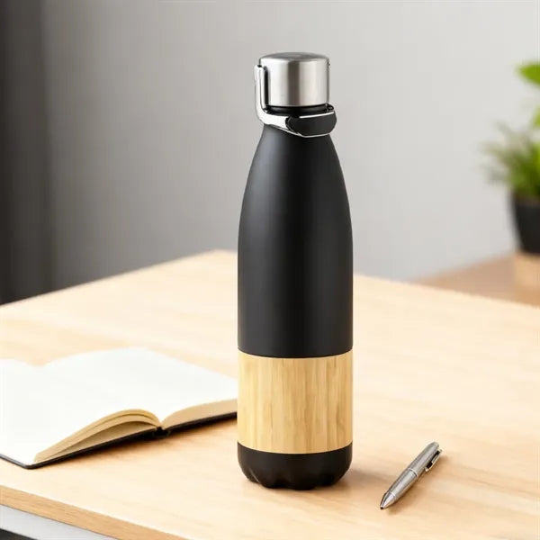 15 oz. Bamboo Base Stainless Steel Insulated Bottle