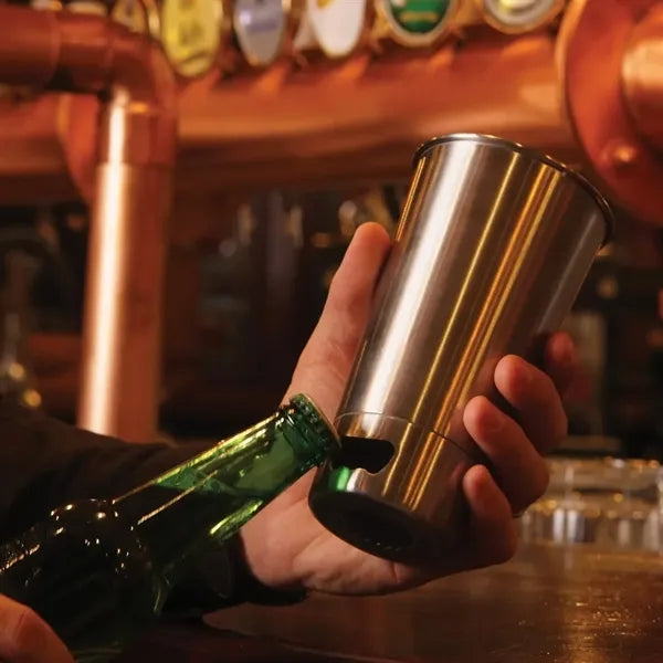 16 oz. Stainless Steel Beer Cup with Built-in Bottle Opener