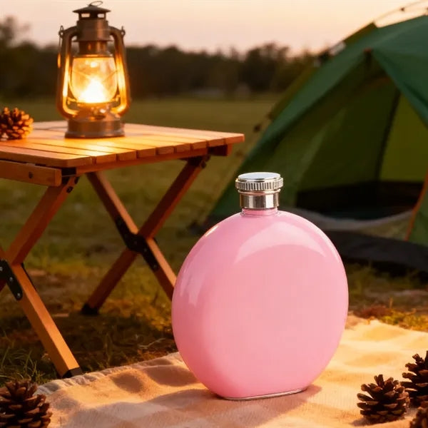 6 oz. Colorful Round Stainless Steel Flask with Logo