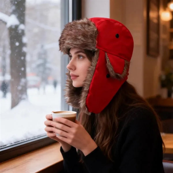 Polyester Warm Winter Trapper Hat W/ Ear Flaps